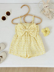Macacão Romper Bebê Menina Jacquard Floral com Laço Frontal