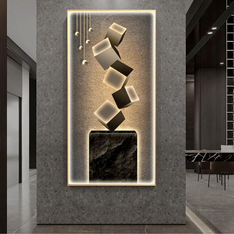 Quadro Decorativo Cubos Abstratos LED - Art Luxury Kabannas 
