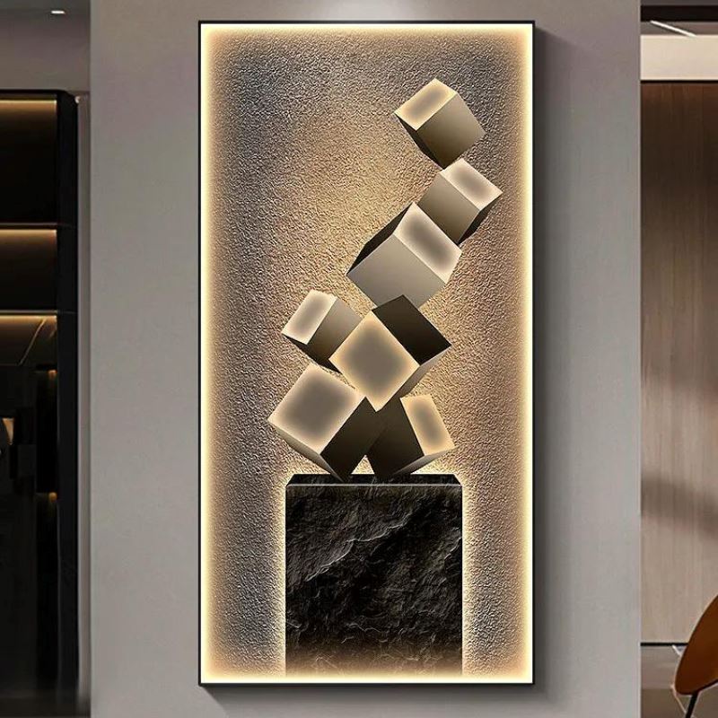 Quadro Decorativo Cubos Abstratos LED - Art Luxury Kabannas 