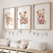 Quadro Decorativo Infantil Trio Ursos Encantadores Quadro Decorativo 02 Kabannas 20x30 - Moldura preta 