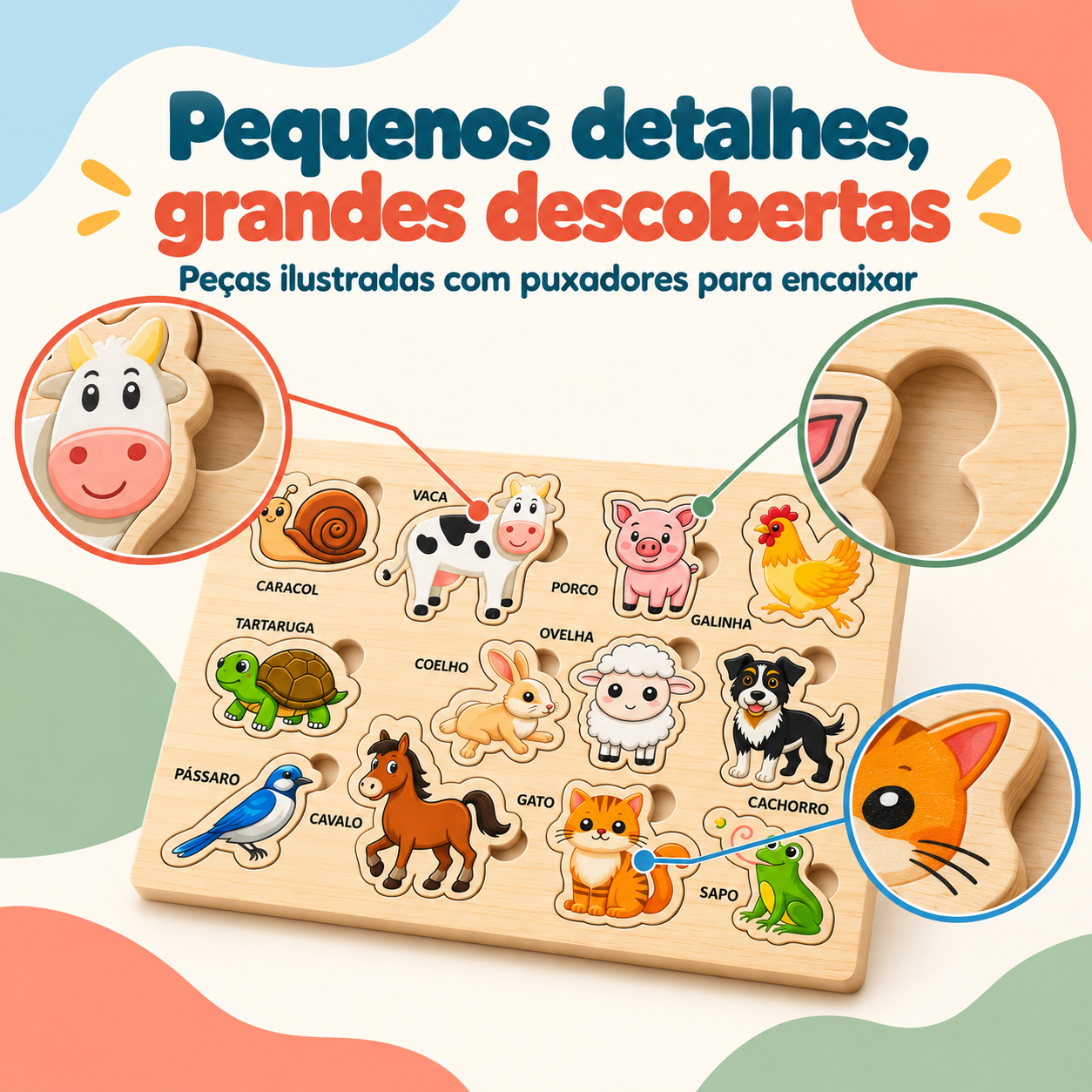Detalhes das peças ilustradas com puxadores