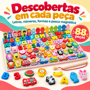 Quebra-cabeça educativo de madeira 88 peças com pesca magnética