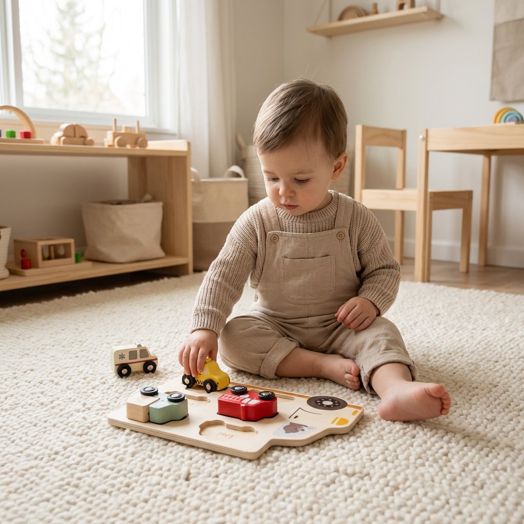 Quebra-Cabeça Infantil de Madeira Montessori Veículos Educativo Brinquedos de Madeira 06 Kabannas 