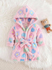 Roupão Bebê Menina com Capuz Fleece Urso e Floral 004 Roupão Menina 01 Kabannas 
