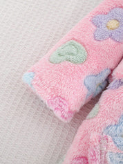 Roupão Bebê Menina com Capuz Fleece Urso e Floral 004 Roupão Menina 01 Kabannas 