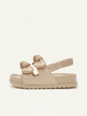 Sandália Infantil Bebê Menina Plana Slingback Elástico com Laço 001 Sandália Infantil 11 Kabannas 