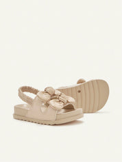 Sandália Infantil Bebê Menina Plana Slingback Elástico com Laço 001 Sandália Infantil 11 Kabannas 