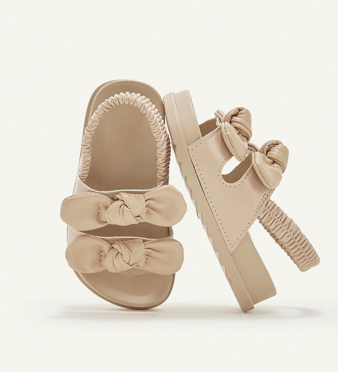 Sandália Infantil Bebê Menina Plana Slingback Elástico com Laço 001 Sandália Infantil 11 Kabannas Bege 19 