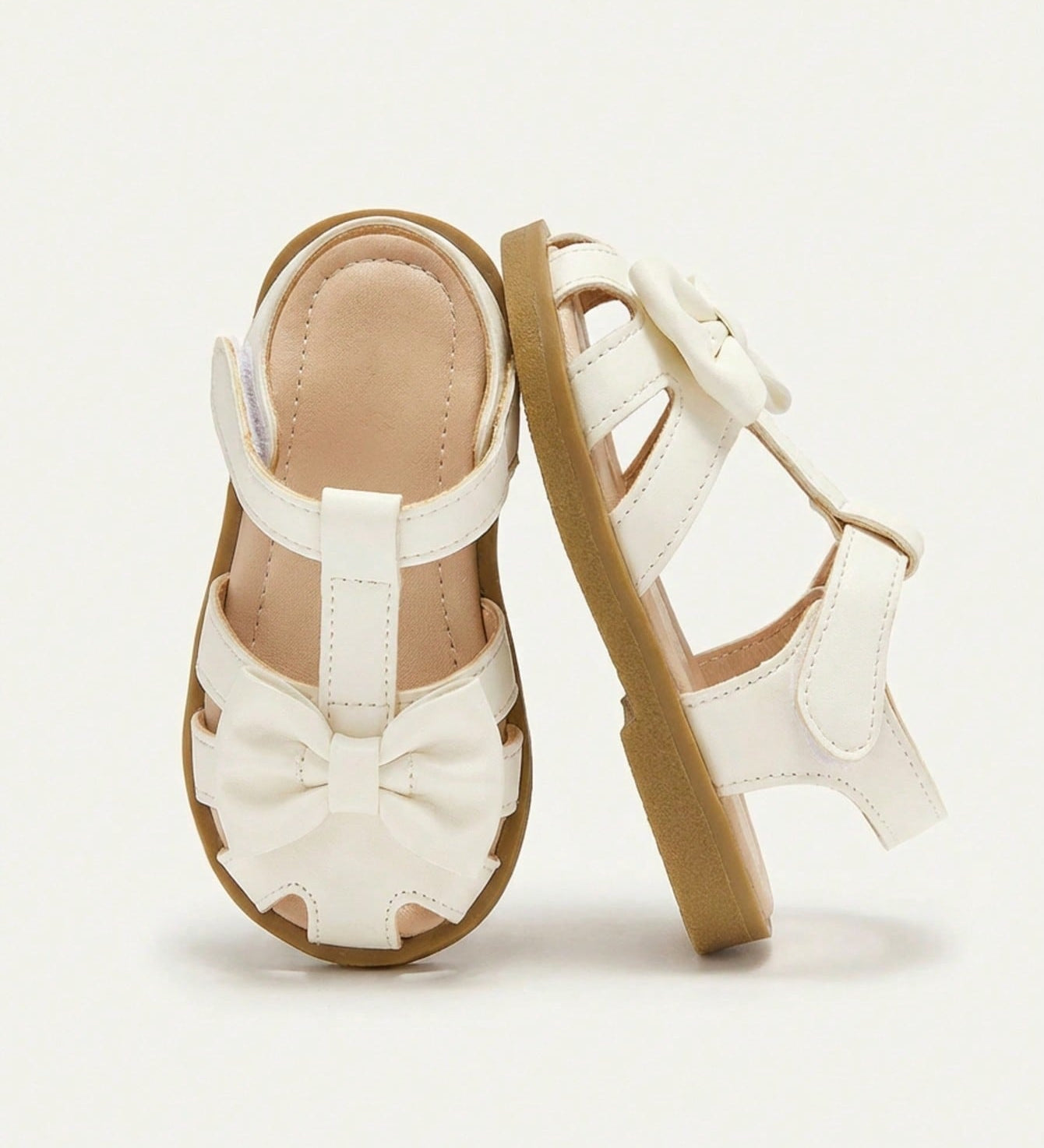 Sandália Infantil Feminina Gladiadora com Laço Couro Velcro 001 Sandália Infantil 04 Kabannas Branco 18 