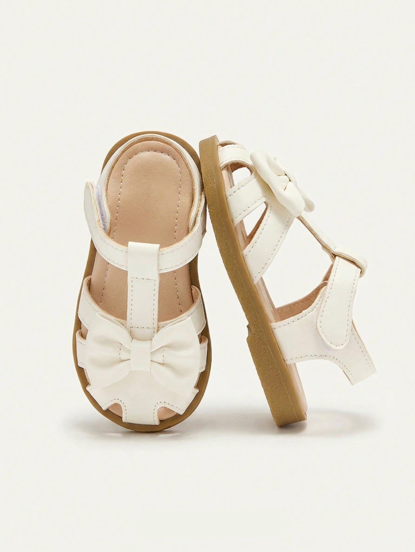 Sandália Infantil Feminina Gladiadora com Laço Couro Velcro 001 Sandália Infantil 04 Kabannas Branco 18 