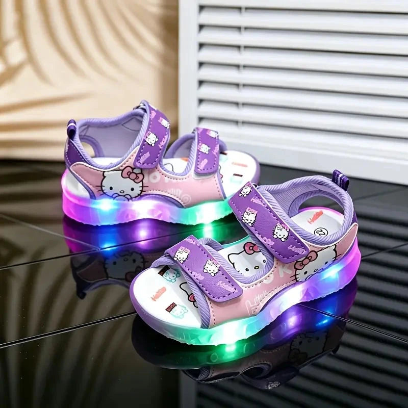 Sandália Infantil LED Hello Kitty Velcro Meninas Calçado Infantil 19 Kabannas 