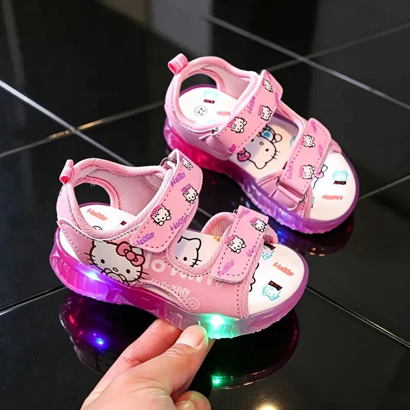 Sandália Infantil LED Hello Kitty Velcro Meninas Calçado Infantil 19 Kabannas 