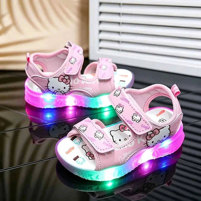 Sandália Infantil LED Hello Kitty Velcro Meninas Calçado Infantil 19 Kabannas 
