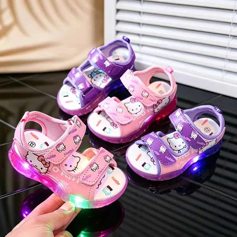 Sandália Infantil LED Hello Kitty Velcro Meninas Calçado Infantil 19 Kabannas 