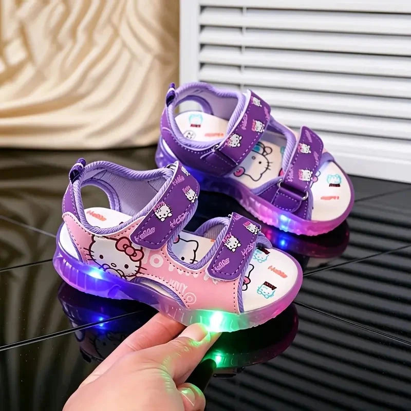 Sandália Infantil LED Hello Kitty Velcro Meninas Calçado Infantil 19 Kabannas 