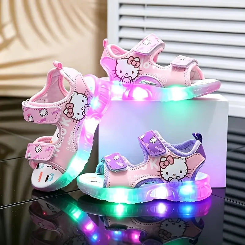 Sandália Infantil LED Hello Kitty Velcro Meninas Calçado Infantil 19 Kabannas 