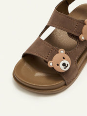 Sandália Infantil Masculina Casual Abertura com Velcro Enfeite de Ursinho 001 Sandália Infantil 01 Kabannas 