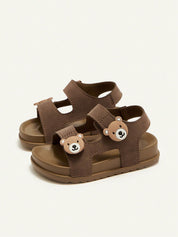 Sandália Infantil Masculina Casual Abertura com Velcro Enfeite de Ursinho 001 Sandália Infantil 01 Kabannas 