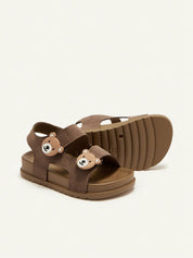 Sandália Infantil Masculina Casual Abertura com Velcro Enfeite de Ursinho 001 Sandália Infantil 01 Kabannas 