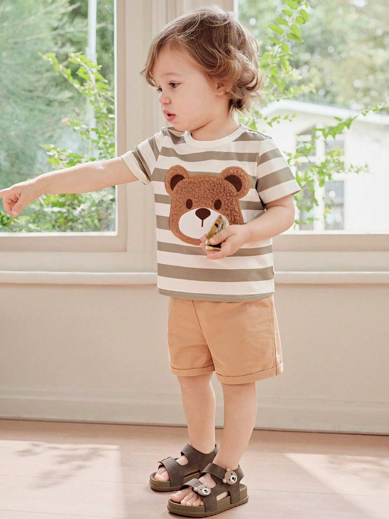 Sandália Infantil Masculina Casual Abertura com Velcro Enfeite de Ursinho 001 Sandália Infantil 01 Kabannas 
