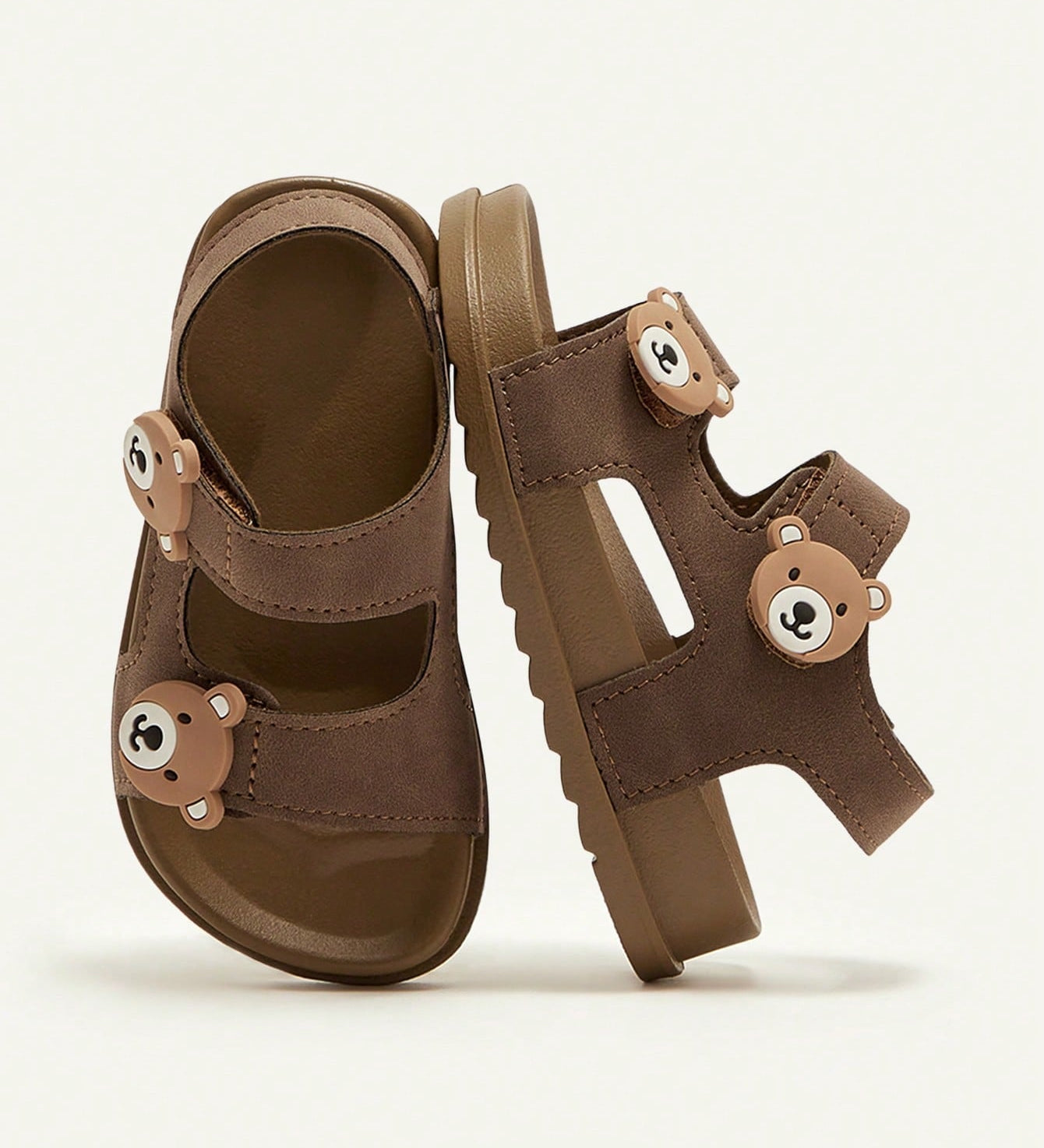 Sandália Infantil Masculina Casual Abertura com Velcro Enfeite de Ursinho 001 Sandália Infantil 01 Kabannas Marrom 19 