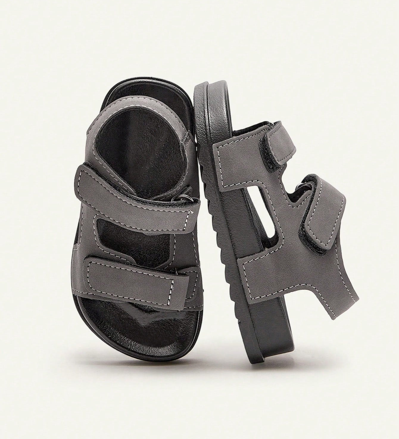 Sandália Infantil Masculina Papete Velcro Sola Macia 001 Sandália Infantil 13 Kabannas Cinza 19 