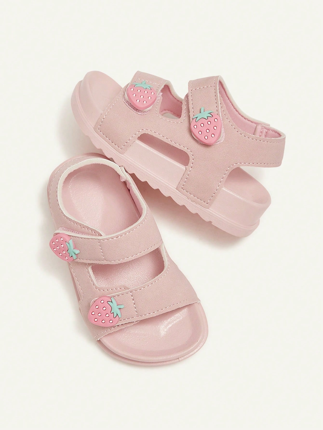 Sandália Infantil Menina Aberta Dois Velcros Morango Sola Macia 001 Sandália Infantil 02 Kabannas 