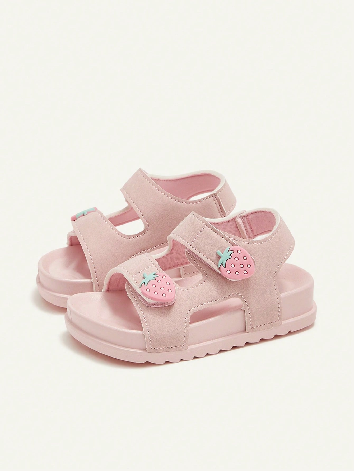 Sandália Infantil Menina Aberta Dois Velcros Morango Sola Macia 001 Sandália Infantil 02 Kabannas 