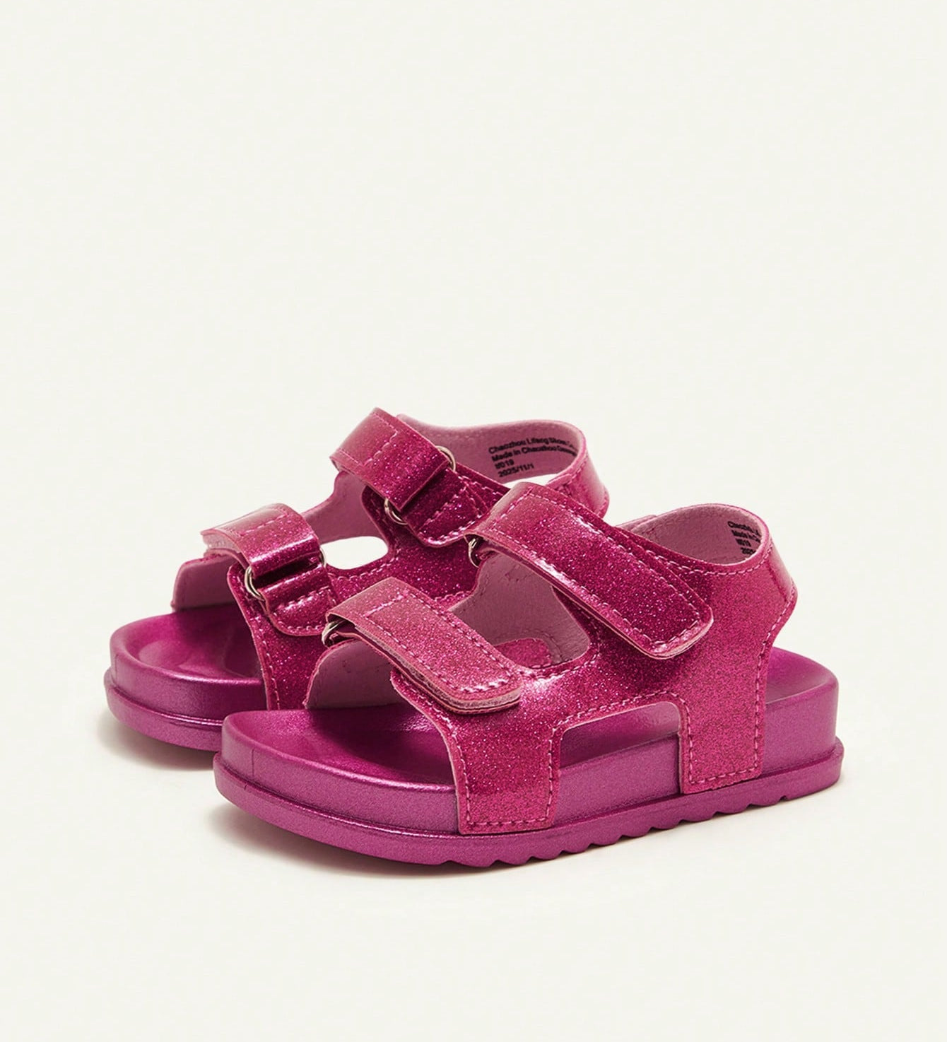 Sandália Infantil Menina Dupla Tira Velcro Glitter 001 Sandália Infantil 12 Kabannas 
