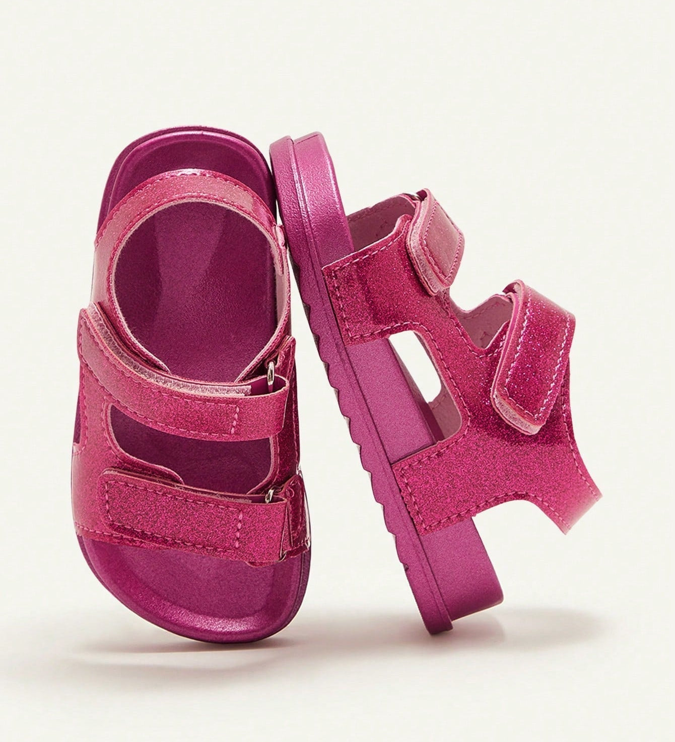 Sandália Infantil Menina Dupla Tira Velcro Glitter 001 Sandália Infantil 12 Kabannas Rosa 19 