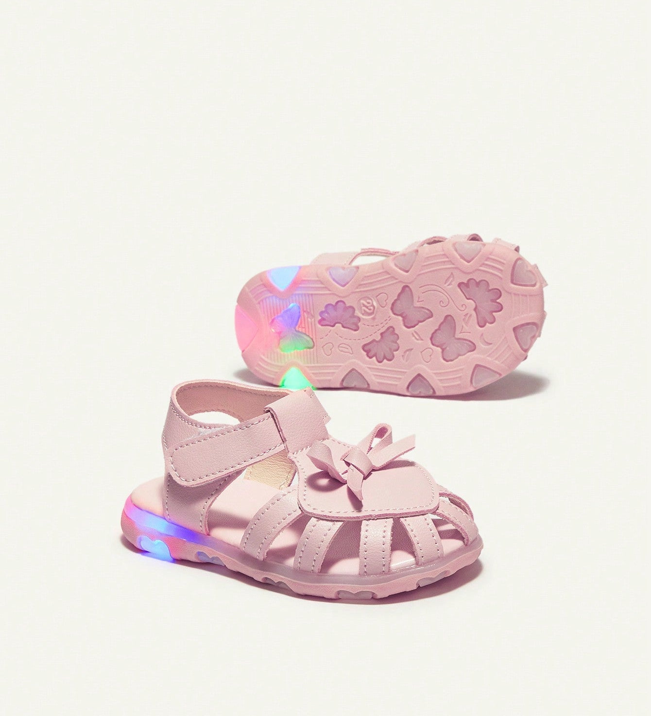 Sandália Infantil Menina Estilo Princesa Fechada com Luz LED Velcro 001 Sandália Infantil 05 Kabannas 