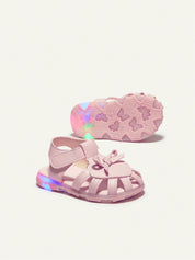 Sandália Infantil Menina Estilo Princesa Fechada com Luz LED Velcro 001 Sandália Infantil 05 Kabannas 