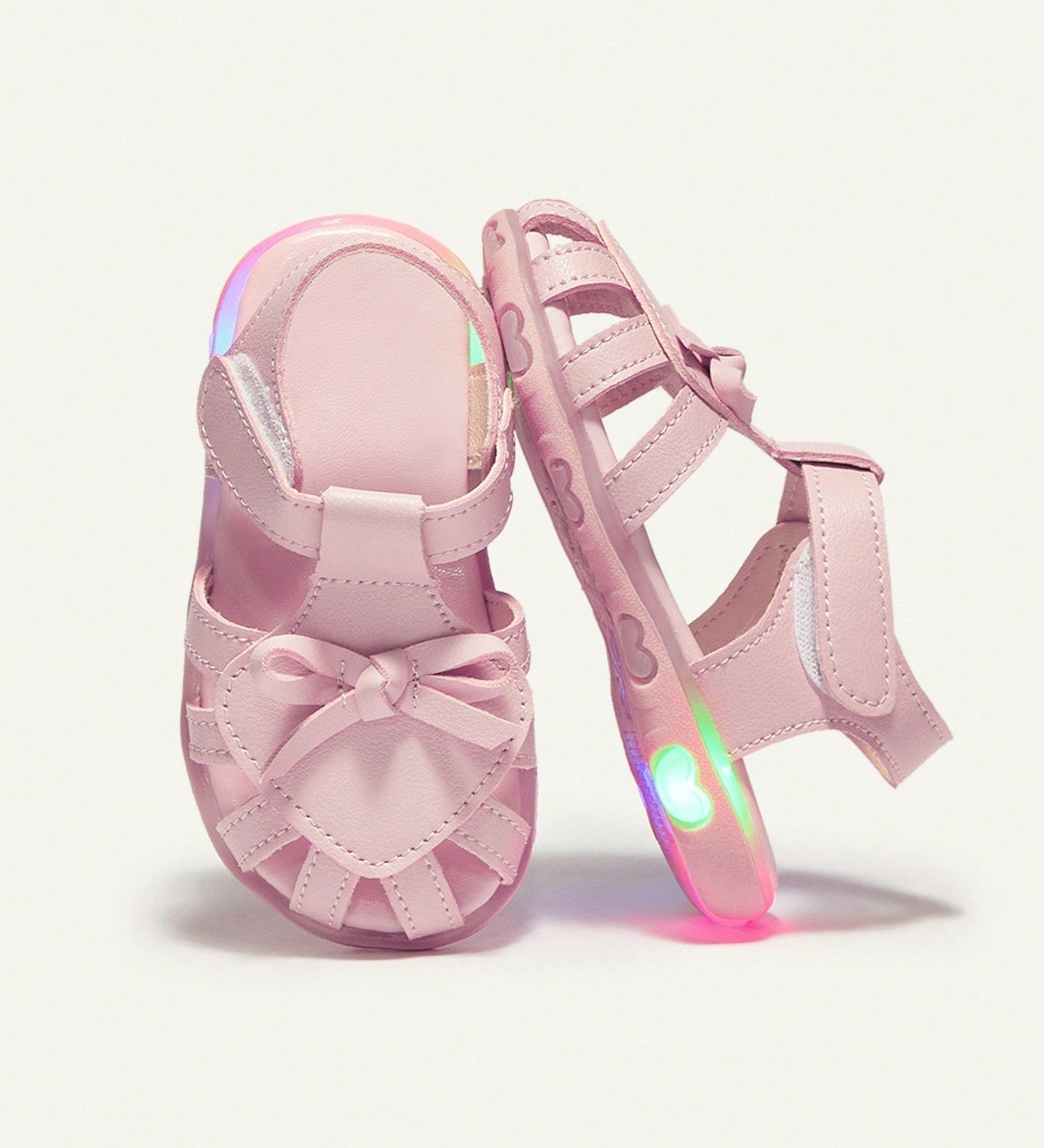 Sandália Infantil Menina Estilo Princesa Fechada com Luz LED Velcro 001 Sandália Infantil 05 Kabannas Rosa 20 