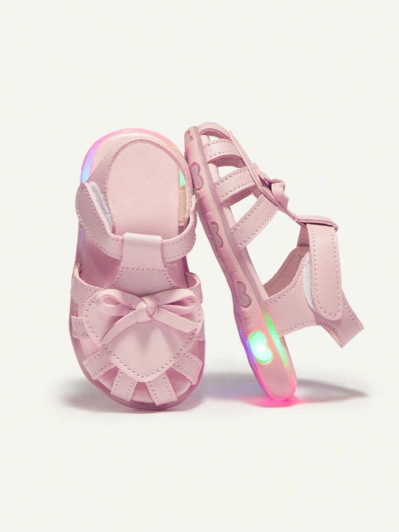 Sandália Infantil Menina Estilo Princesa Fechada com Luz LED Velcro 001 Sandália Infantil 05 Kabannas Rosa 20 