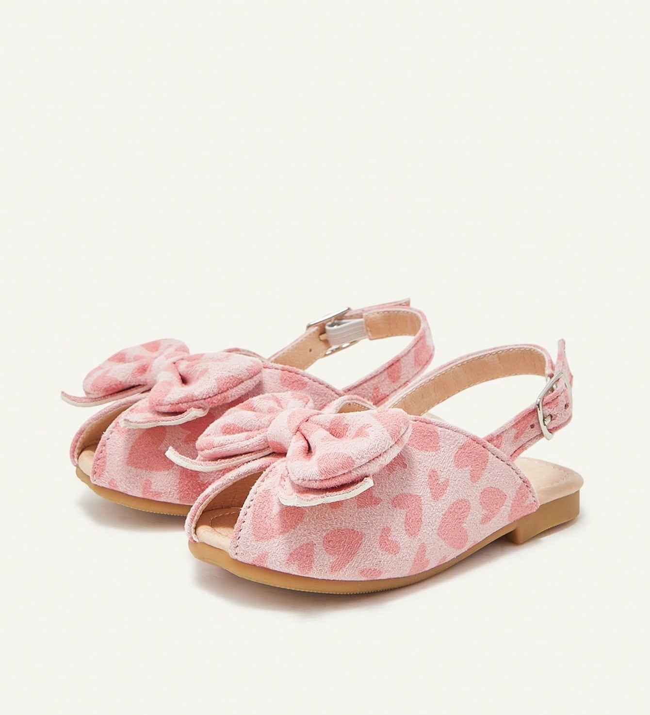Sandália Infantil Menina Peep Toe Laço Borboleta Estampa Coração Slingback 001 Sandália Infantil 08 Kabannas 