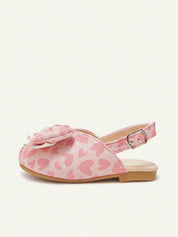 Sandália Infantil Menina Peep Toe Laço Borboleta Estampa Coração Slingback 001 Sandália Infantil 08 Kabannas 