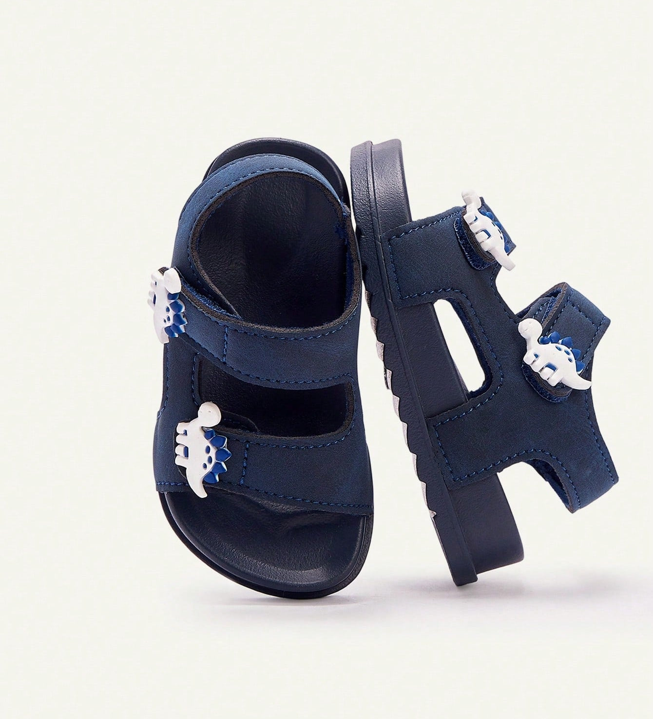 Sandália Infantil Menino Velcro Duplo Aplique Dinossauro 001 Sandália Infantil 03 Kabannas Azul-marinho 19 