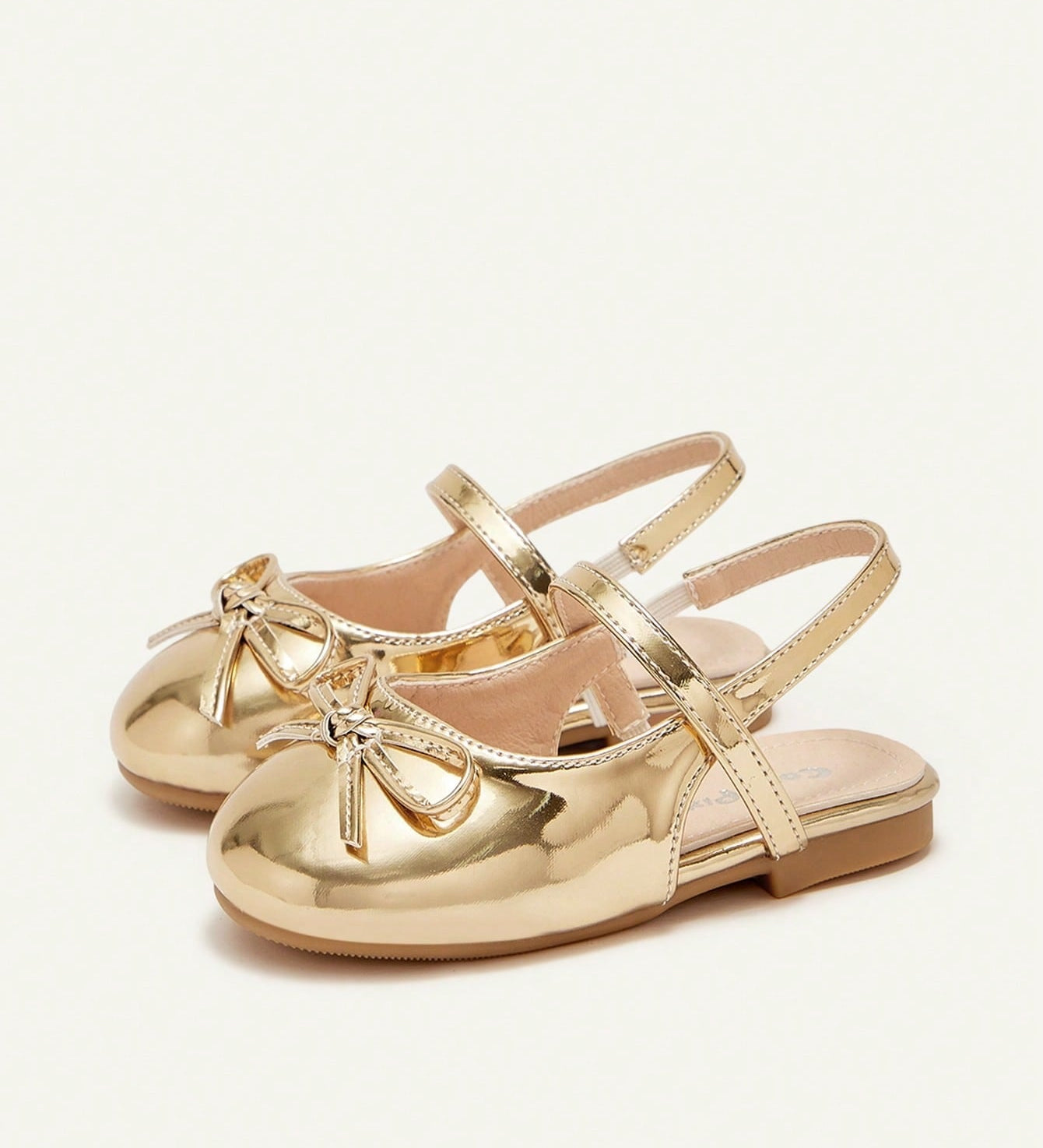 Sapatilha Infantil Feminina Slingback Bico Redondo com Laço Metalizada 001 Sapatilha Infantil 03 Kabannas Dourado 17 