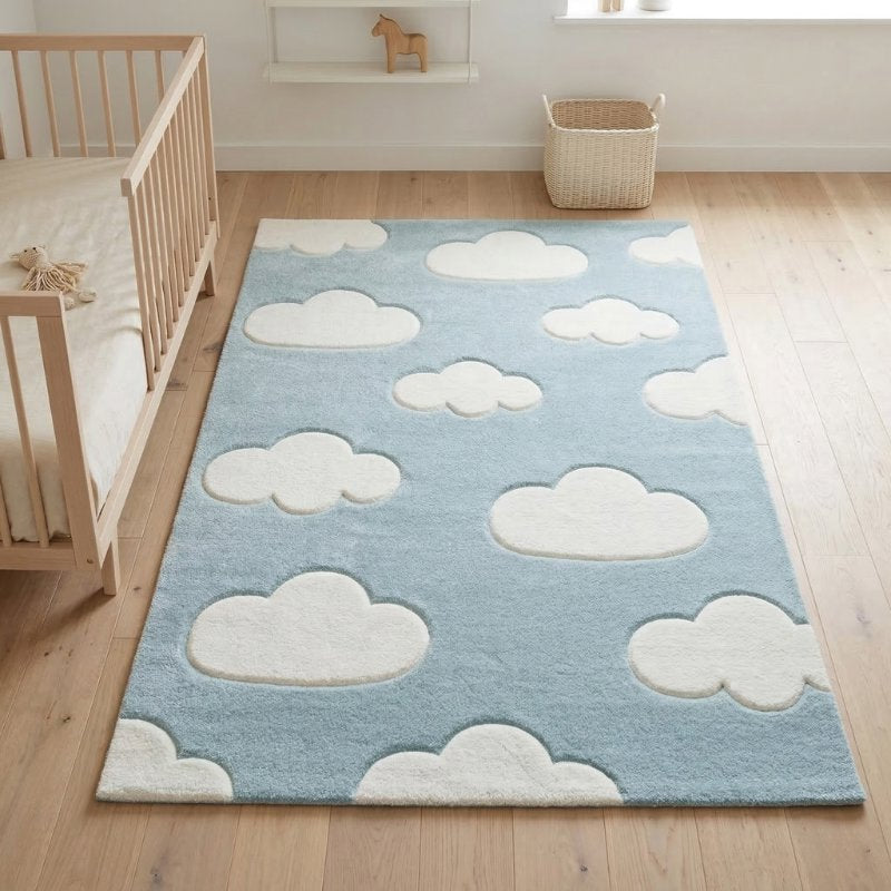 Tapete Infantil Céu e Nuvens Azul para Quarto de Bebê Tapete Infantil 24 Kabannas Céu e nuvens 120x160 