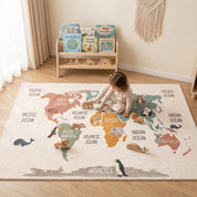 Tapete Infantil Mapa Múndi com Animais Antiderrapante Tapete Infantil 04 Kabannas 