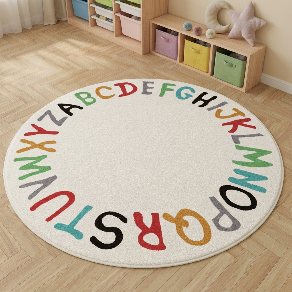 Tapete Infantil Redondo Alfabeto Colorido Montessori Tapete Infantil 16 Kabannas Off-white 80x80 