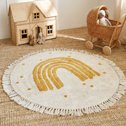 Tapete Infantil Redondo Arco-íris com Borla Tapete Infantil 21 Kabannas Amarelo 80x80 