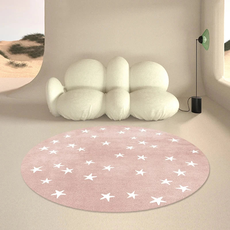 Tapete Infantil Redondo Corações e Estrelas Tapete Infantil 08 Kabannas Modelo 03 80x80 