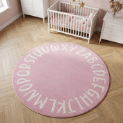 Tapete Infantil Redondo Macio Alfabeto Rosa Tapete Infantil 15 Kabannas Rosa e branco 80x80 