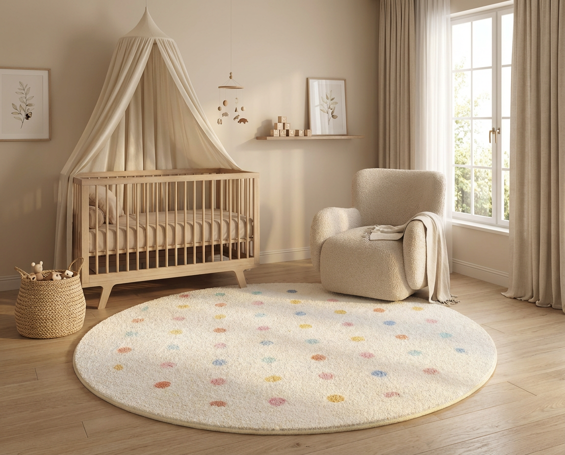 Tapete Infantil Redondo Macio Creme Tapete Infantil 01 Kabannas 