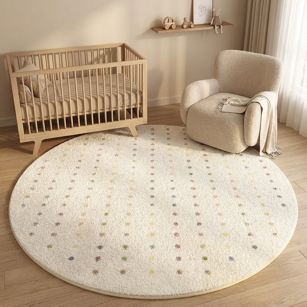 Tapete Infantil Redondo Macio Creme Tapete Infantil 01 Kabannas Pontos coloridos 80x80 