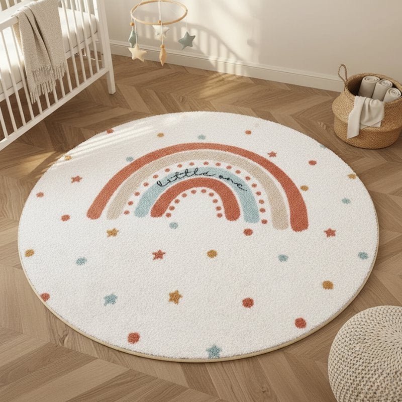 Tapete Infantil Redondo Macio Creme Tapete Infantil 17 Kabannas Arco-íris 80x80 