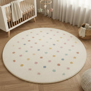 Tapete Infantil Redondo Macio Creme Tapete Infantil 17 Kabannas Bolinhas coloridas 80x80 