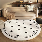 Tapete Infantil Redondo Macio Creme Tapete Infantil 17 Kabannas Corações pretos 80x80 