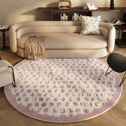 Tapete Infantil Redondo Macio Creme Tapete Infantil 17 Kabannas Estampa lilás 80x80 